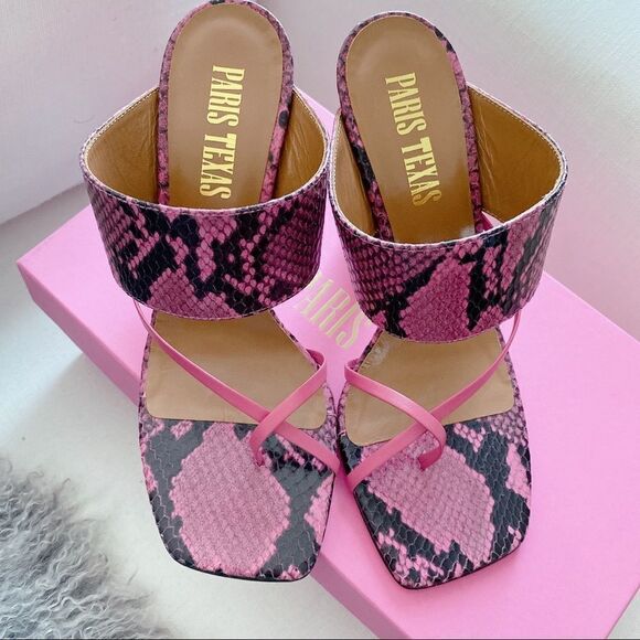 Paris Texas Python Print Crossover Thong Sandals - Picture 6 of 9